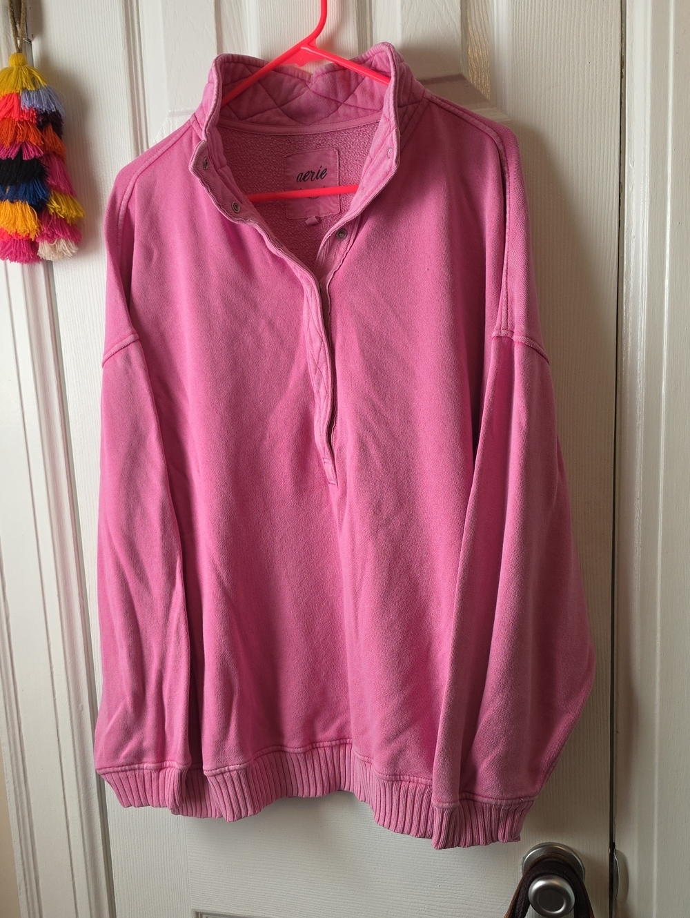 Aerie Bubblegum Pink Quarter-Zip Pullover Sweatshirt